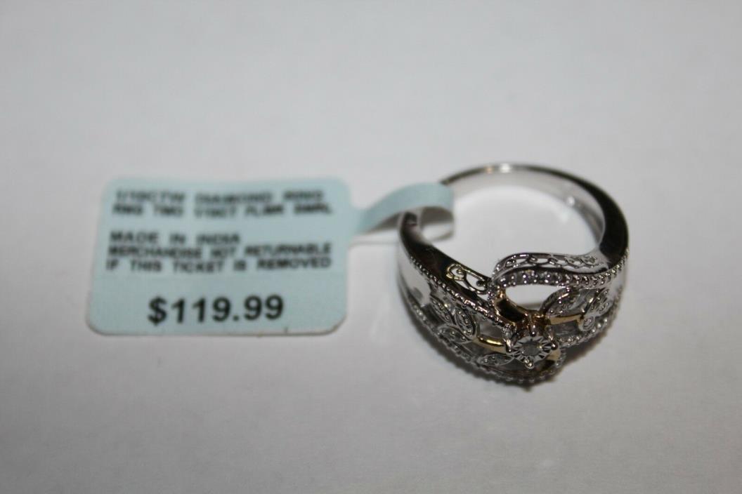 Women's 1/10CTW Diamond Ring. Flower Swirl.
