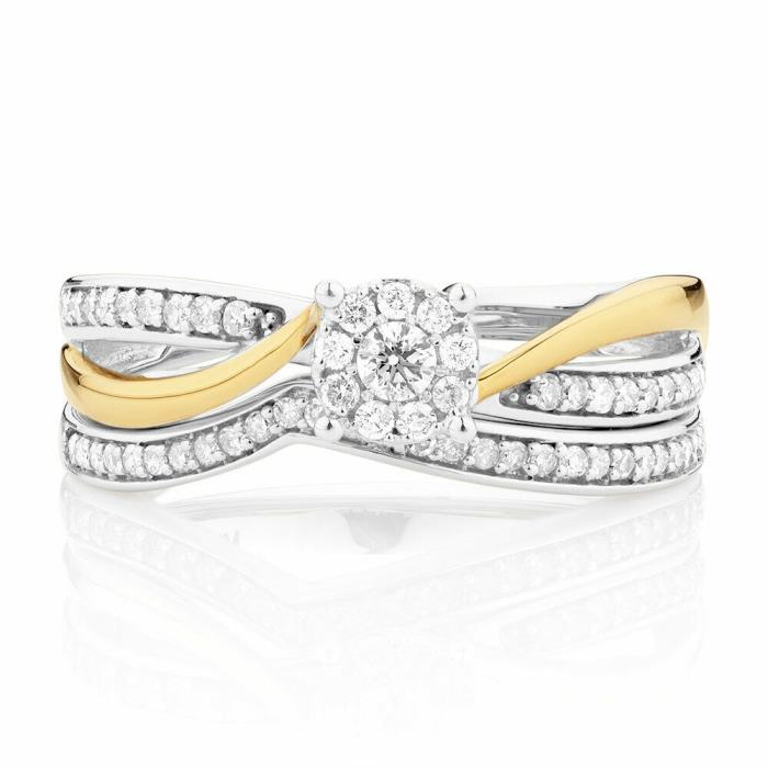 0.95 Ct Round Cut Solitaire Engagement Bridal Ring Set 14K Solid Two-Tone Gold