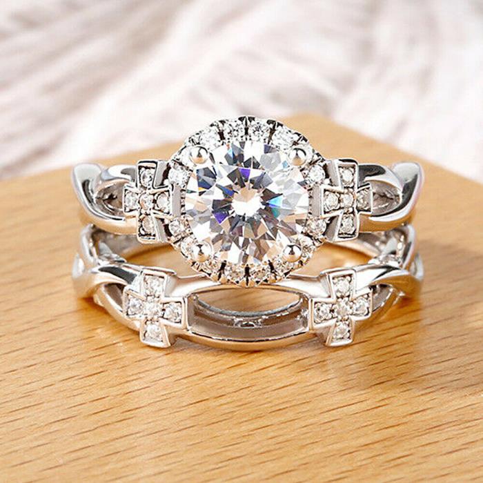 2.25Ct Round Cut DVVS1 Diamond 14K White Gold Over Engagement Bridal Ring Set