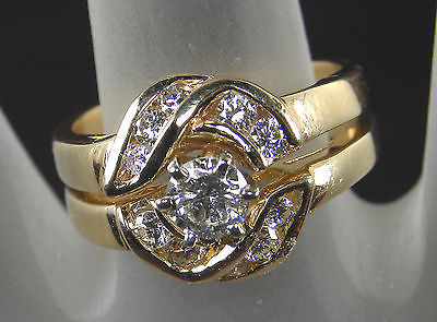 .86 Carat Total Weight Genuine Diamond Wedding Set - .42 CT Center – 14KT Gold