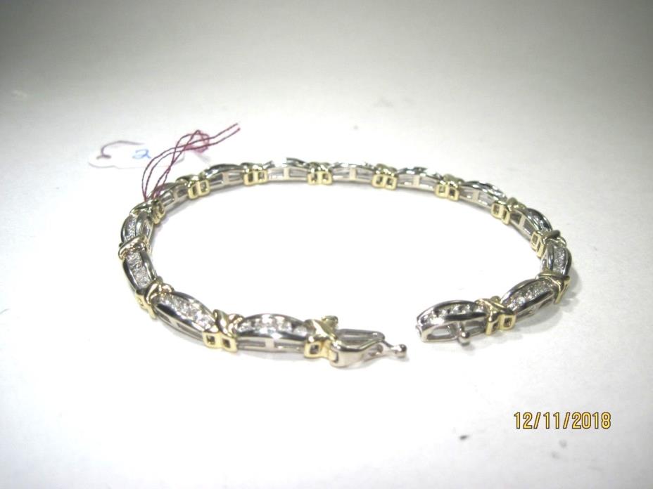 #2--10K Two Toned Yellow/White Gold Bracelet with Diamonds 1ct..12.5 grams