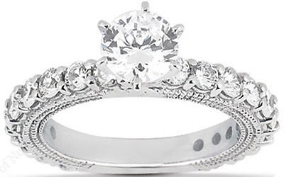 2.60 carat Engagement Round brilliant Diamond Wedding Ring, 1.22 carat center