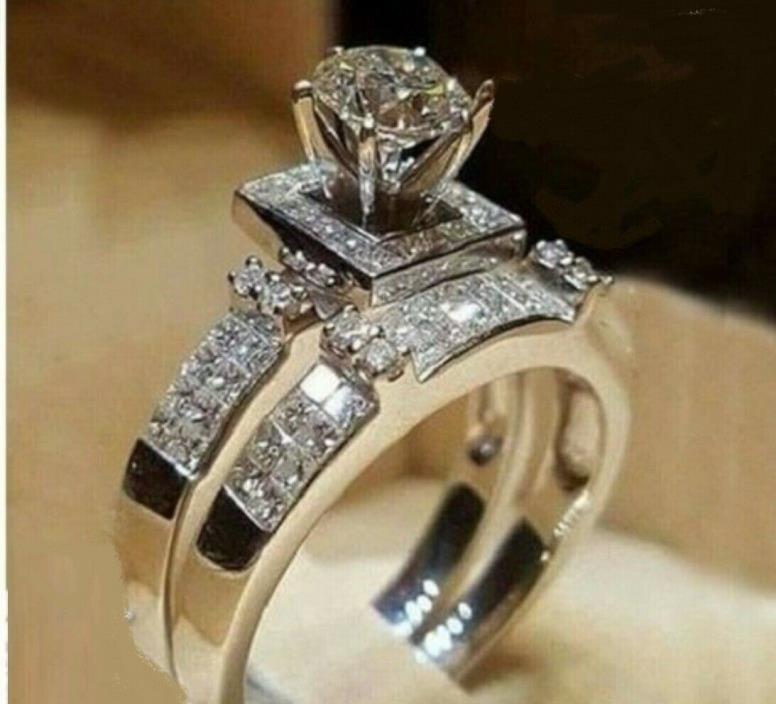 Women's 2 CT Princess Cut Diamond Engagement Ring Wedding Band 14k White Gold FN
