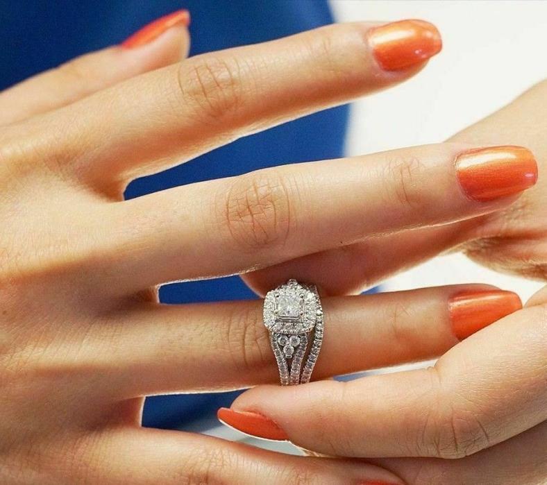 Ladies 14K White Gold Over 2.50 Ct Diamond Engagement Ring Wedding Bridal Set