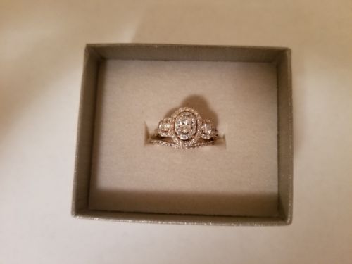 14 Karat Pink Gold Engagement Ring Set Size 5