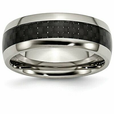 Goldia Men'S Titanium Black Carbon Fiber Polished Wedding Band Ring