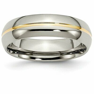 Goldia Men'S Titanium Yellow Ip-Plated Grooved Polished Wedding Band Ring