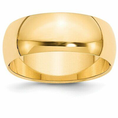 Goldia 14k Yellow Gold 8mm Half-Round Wedding Band Ring