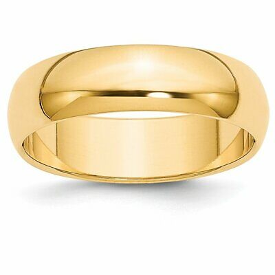 Goldia 14k Yellow Gold 6mm Half-Round Wedding Band Ring