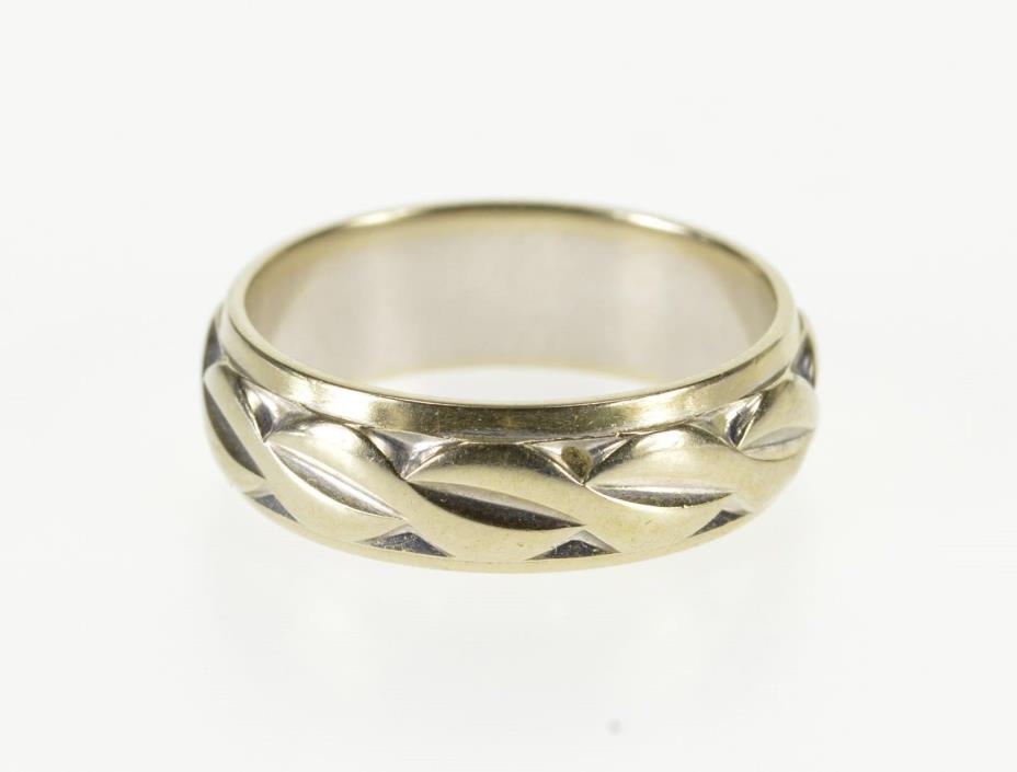 14K Rounded Twist Patterned Design Wedding Band Ring Size 5 White Gold *64
