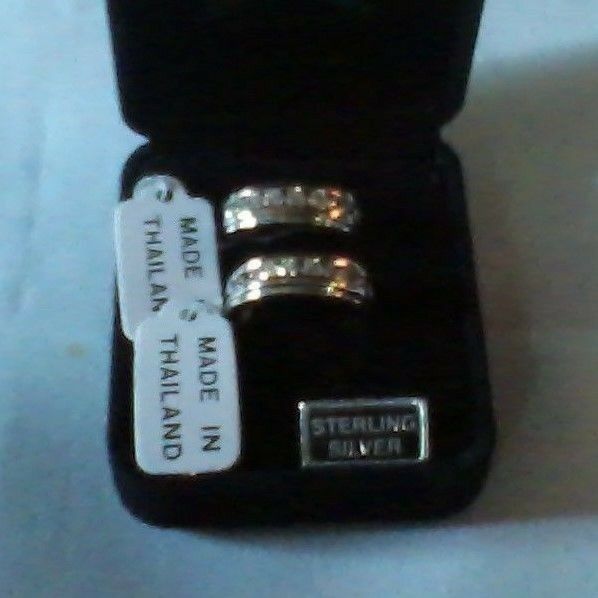40. STERLING DIAMONIQUE MATCHING RINGS, S.6, NEW, QVC-NICE!!
