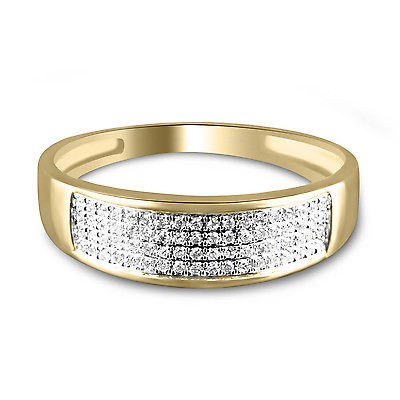 New 10K Mens Yellow Gold Round Pave Wedding Band Fashion Ring 1/4 Ct