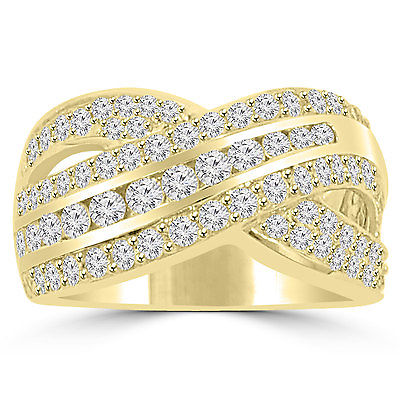 1.90 ct Ladies Round Cut Diamond Anniversary Ring in Yellow Gold G Color VS-2