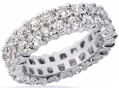 4.02 ct Round Diamond Ring 18k Gold Eternity Band F VS Size 5.5 0.10 ct each