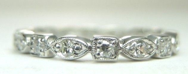 Antique Art Deco Vintage Diamond Eternity Wedding Band Ring SZ 9 UK-R1/2 EGL USA