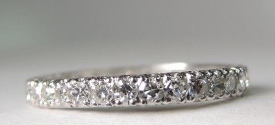 Antique Art Deco Vintage Diamond Wedding Eternity Platinum Ring Sz 8.25 EGL USA