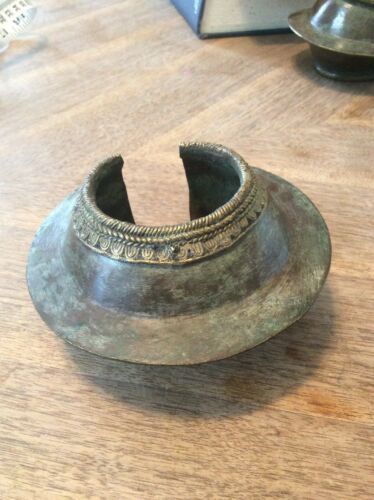Antique Heavy Solid Brass African Tribe Tribal Ceremonial Cuff Bracelet Jewelry