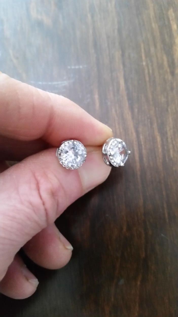 brand new fake diamond  bling gold plated stud  earrings  cubic zirconia