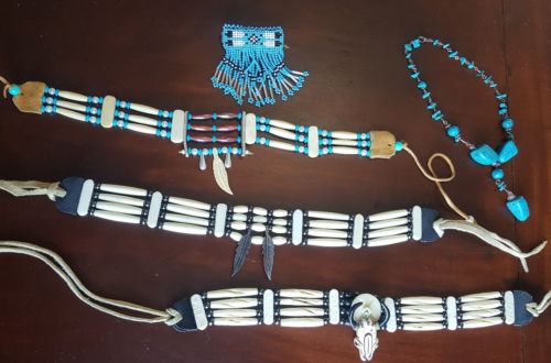 Choker Necklace Handmade Native American 4 Row Tribal Ceremonial Jewelry