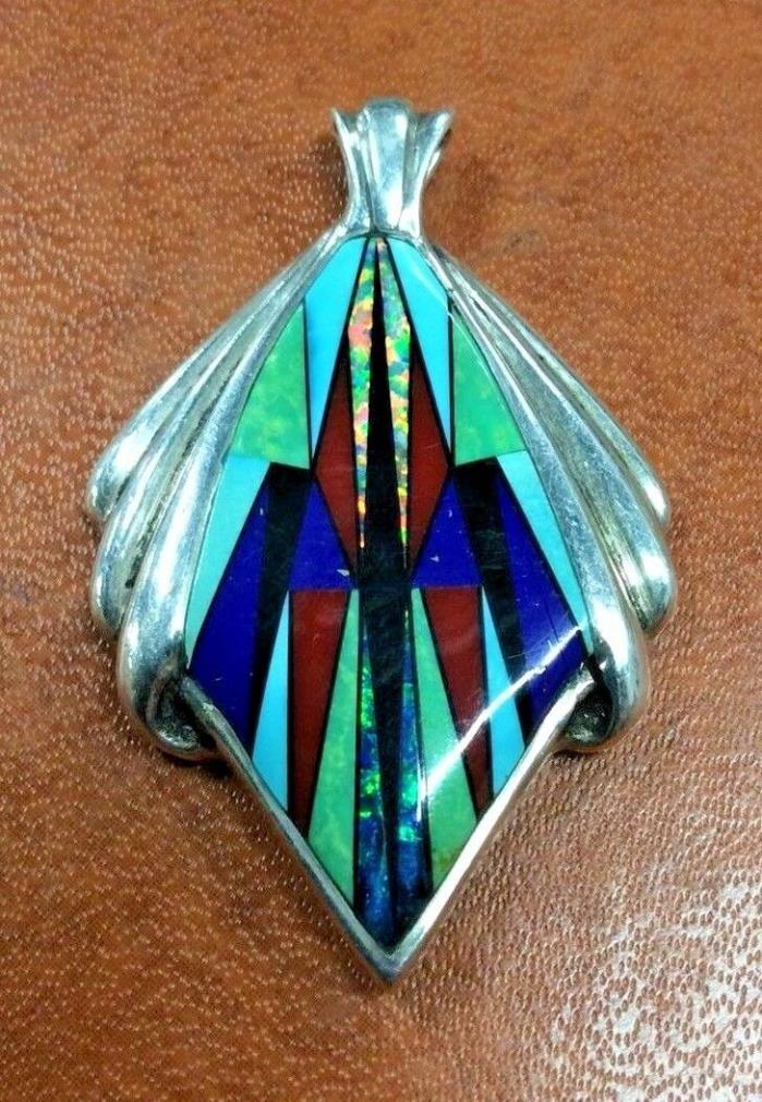 SC Silver Cloud Sterling Charm Native American 1-13/16