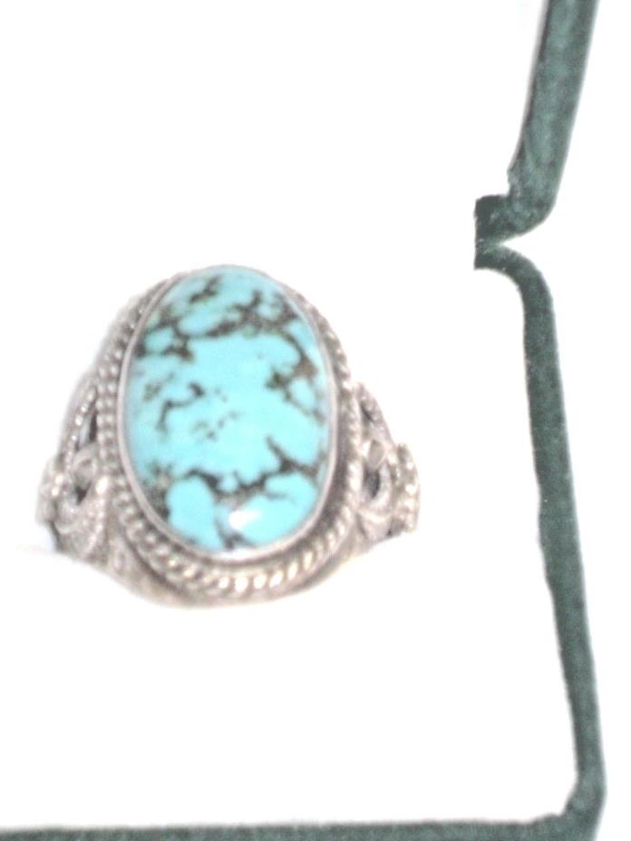 STERLING SILVER TURQUOISE RING MEASURES 5/8 