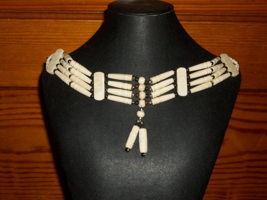 BEAUTIFUL Native American Style Choker necklace 4 strand bead jewelry 11