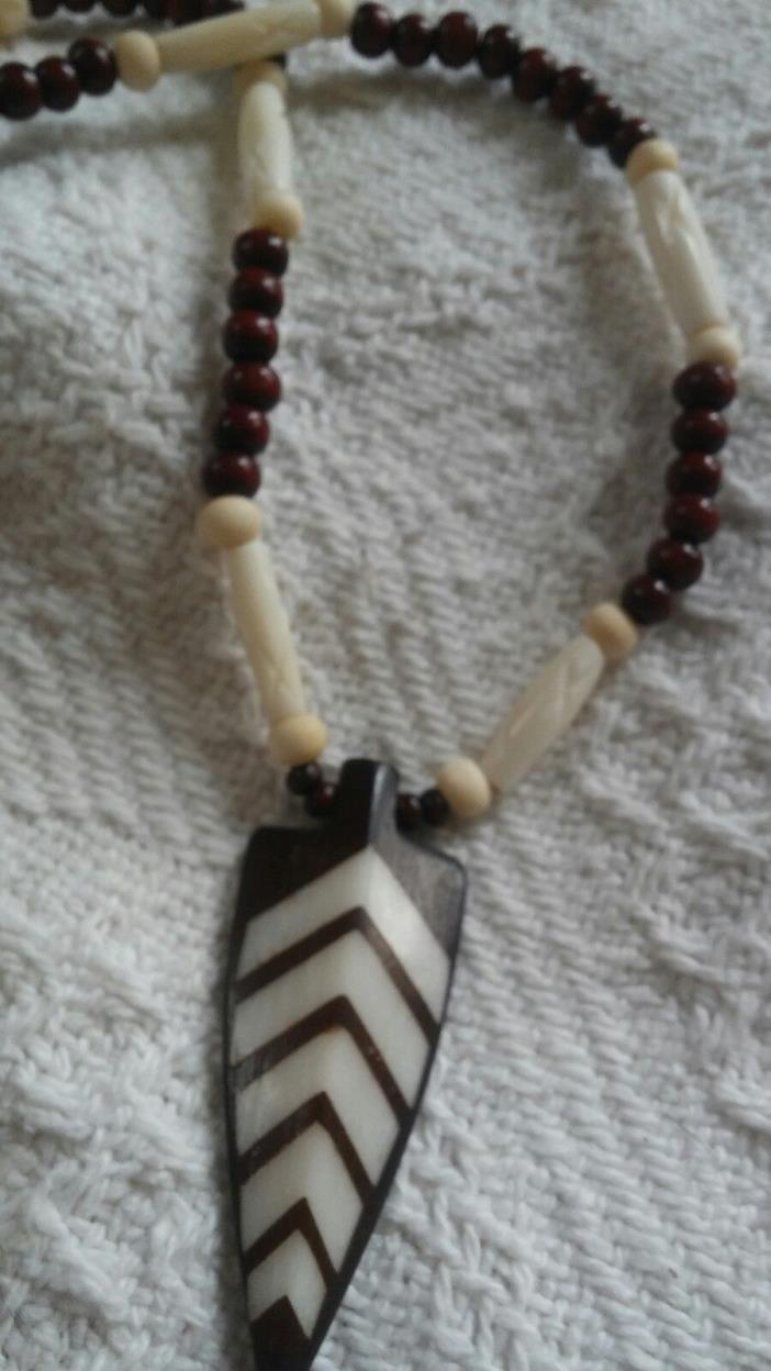 Native American Buffalo Bone Brown Style Necklace - Unisex