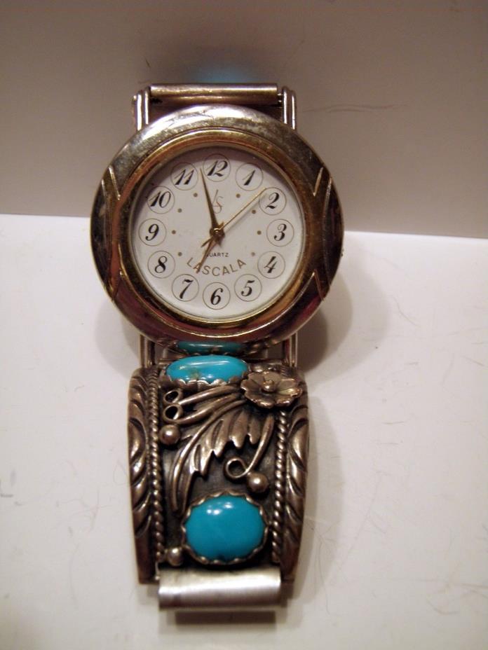 Vintage Lascala Sterling Silver & Turquoise Watch Not Working