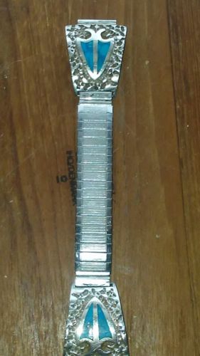 Vintage STERLING SILVER with TURQUOISE ARROWHEADS WATCH BAND