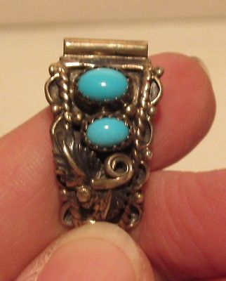 STERLING marked WATCH TIPS - Southwest Style - Faux Turquoise settings - Stretch