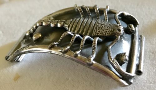 NATIVE AMERICAN 925 STERLING SILVER SCORPION WATCH TIPS SIGNED 2” AWESOME