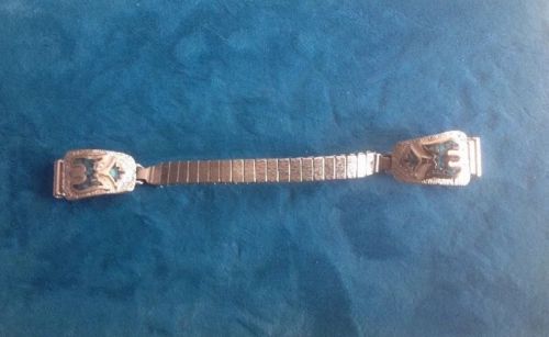 Sterling Silver Inlay Turquoise Bird Expandable Watchband
