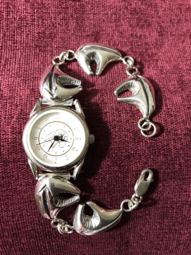 Navajo Heartline Arrow Spirit Bear Sterling Silver Link Bracelet Style Watch