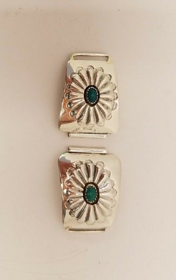 VTG NAVAJO TURQUOISE STERLING SILVER WATCH TIPS~17.3 GRAMS~EXCELLENT CONDITION