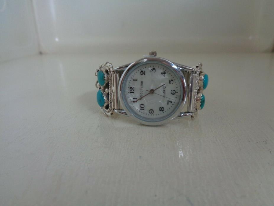 Watch Tips With Eagle .925 Sterling With Watch & Turquoise By Running Bear - RB