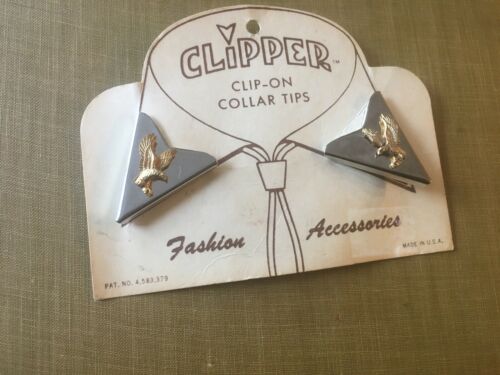 American Eagle Collar Tips Silver and Gold Tone on Original Paper, Made in USA