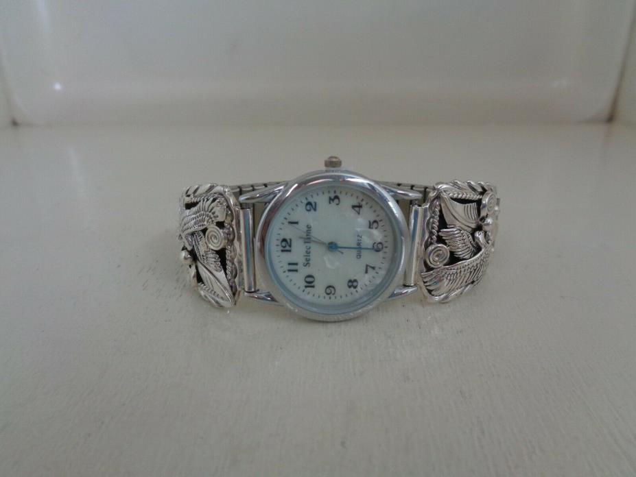 Eagle Watch Tips .925 Sterling With Watch & Band Signed By Running Bear - RB