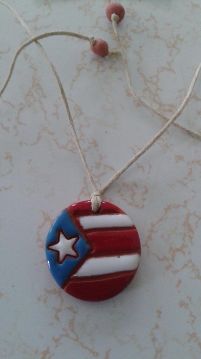 Puerto Rico Flag necklace artisan jewelry