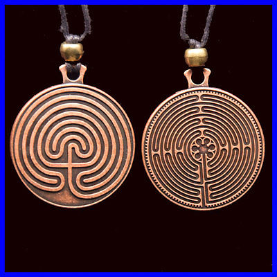 Labyrinth Pendant- Copper Tone- 2 Sided- 7 & 11 Circuit (Chartré) Labyrinth