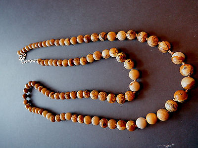 Lovely Bead Necklace ~ Earth Tones Polished Natural Stone + SS  ~Picture Jasper?