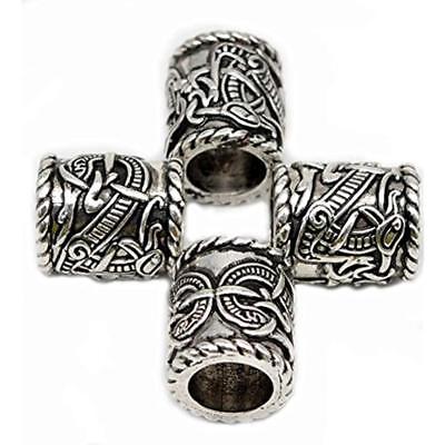 4pcs Large Norse Viking Dragons Rune Beads For Hair Beard Paracord Bracelet DIY