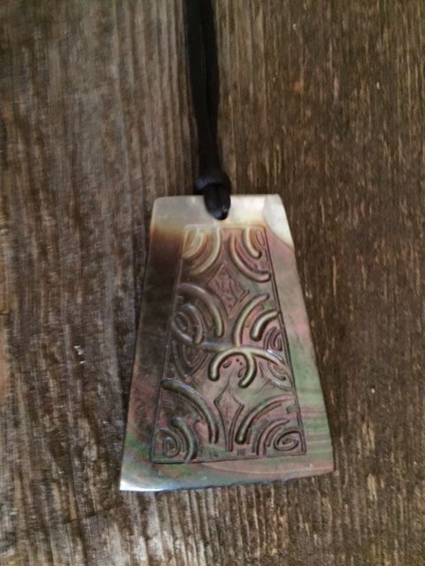 Mother of Pearl Shell Hand Carved Necklace from New Zealand