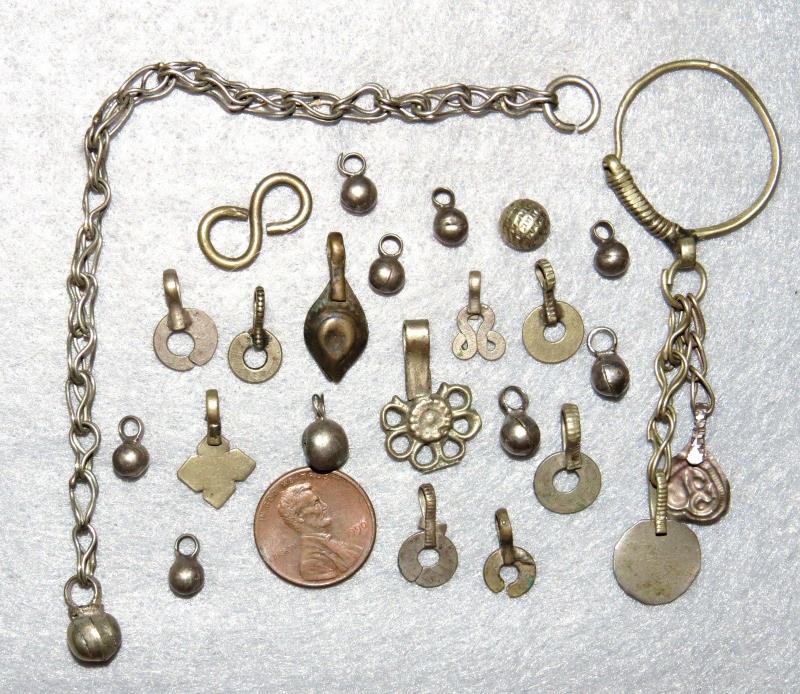 Vintage Beads Charms Tribal Silver Dangles Findings Mid 1900s