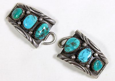 Turquoise and Sterling Silver Watch Tips Signed JM Stamped Sterling