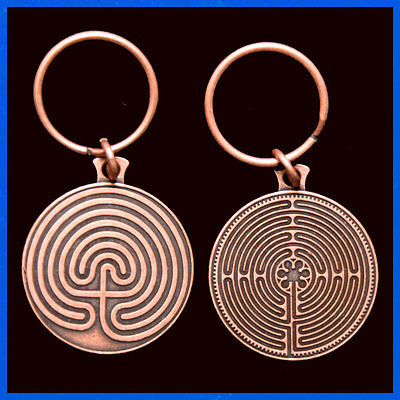 Labyrinth Key Chain- Copper Tone - 2 Sided- 7 Circuit & 11 Circuit (Chartrés)