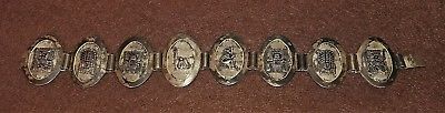 Vintage Sterling Silver Sweetheart Bracelet, Inca Symbols , Llama,Viracocha, ++
