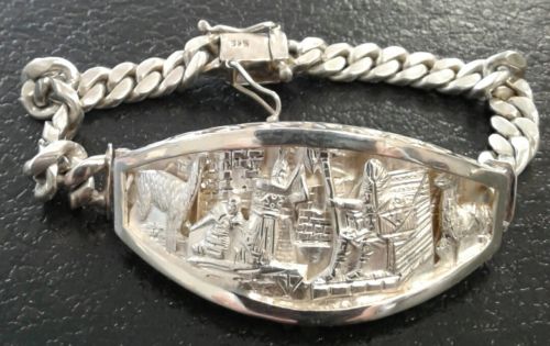 Vintage sterling silver storyteller 3D bracelet.