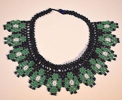 Native Handmade Medicine Necklace Glass Seed Beads Colombian Ceremonial Beadwork