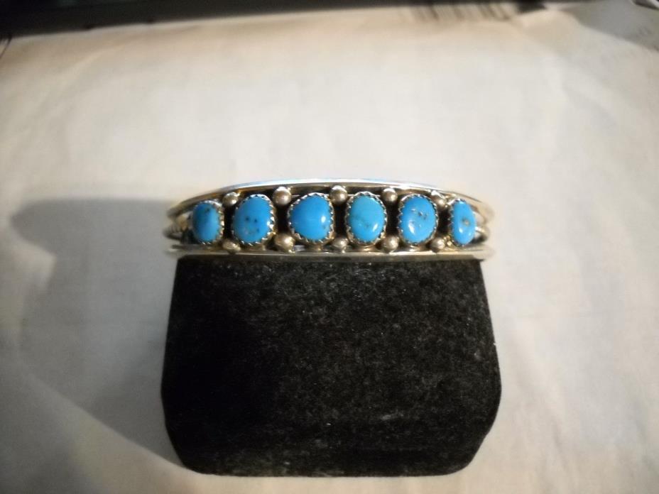 ~Vintage Southwest Marked Sterling Turquoise Twisted Cuff Bracelet~