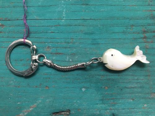 Genuine mother of pearl Whale Keychain 1.5” Ocean Theme